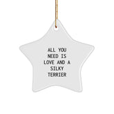Silky Terrier Dog Lovers Delight, Funny Star Ornament Gifts from Friends, Gifts for Silky Terrier Dog, All You Need Is Love - Image 1